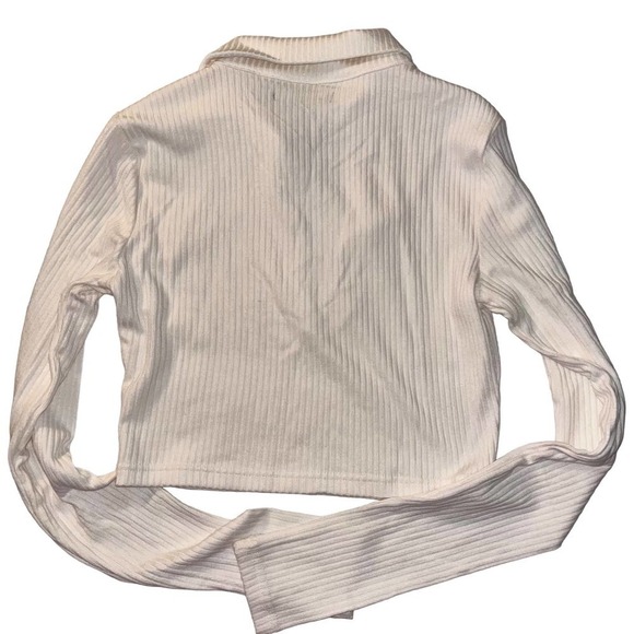 FOREVER 21 Ribbed Knit Long Sleeve Collared Crop Top Sweater | Size Small - Picture 3 of 5